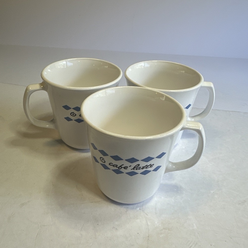 Corning Cafe' latte Mugs Set of 3 Made in USA 8 Ounces